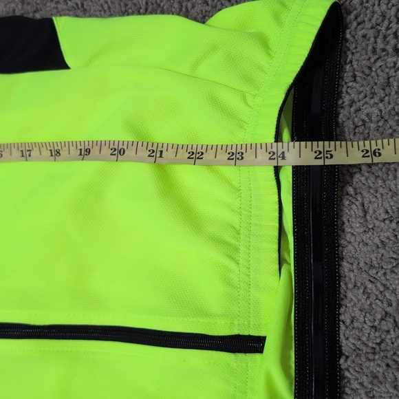Bergrisar Neon Yellow Men's Cycling Jacket Four Back Pocket Zip Up Medium - Picture 13 of 15